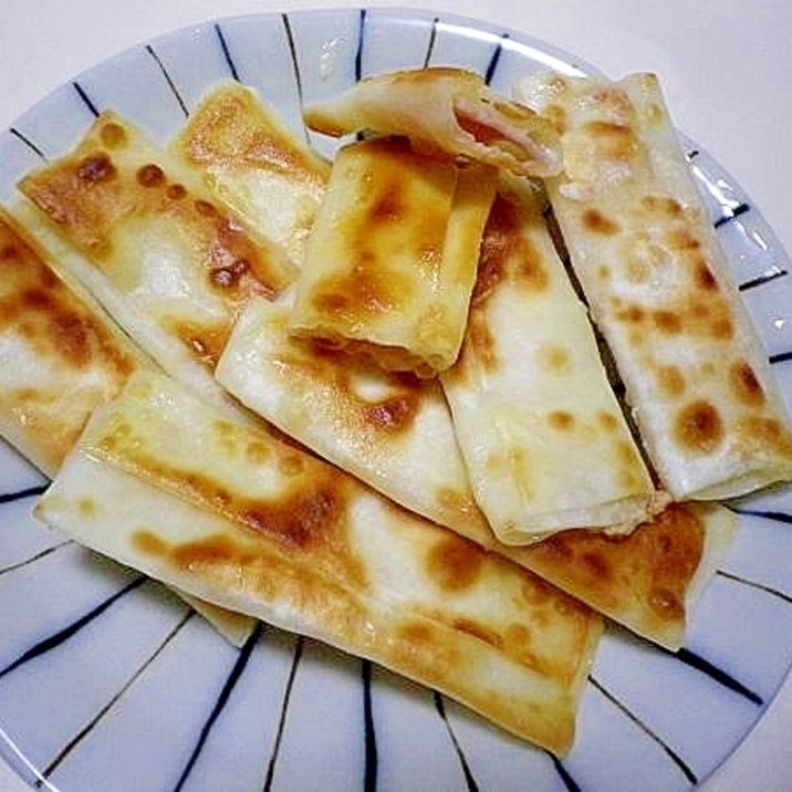 ワンタンの皮でハムチーズのおつまみ